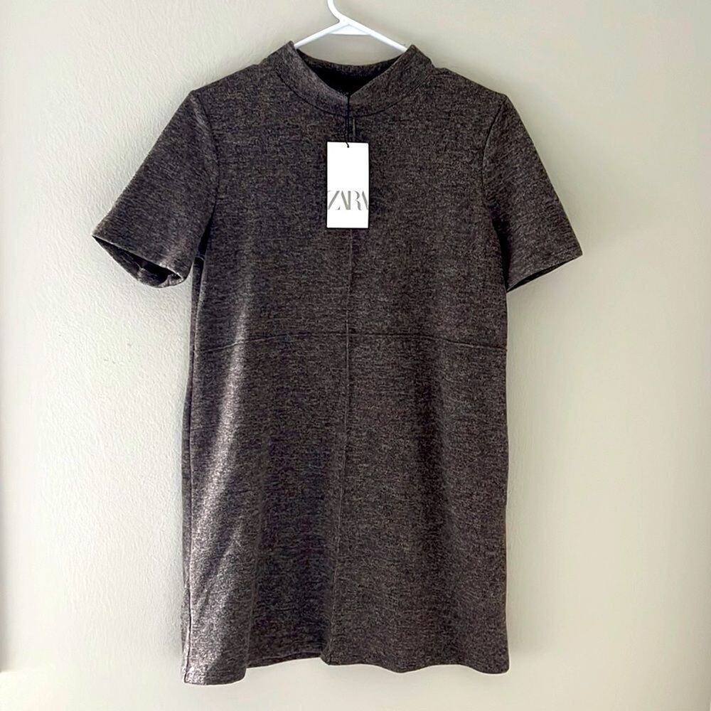 Zara Charcoal Short Sleeve Mini Dress